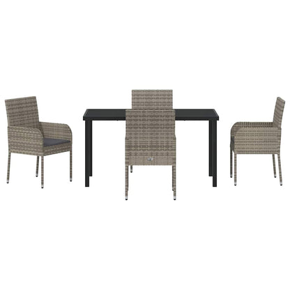 Garten Essgruppe mit Kissen 5 pcs Grau Poly-Rattan