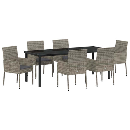 Garten Essgruppe mit Kissen 7 pcs Grau Poly-Rattan
