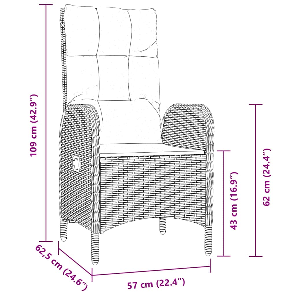 Garten Essgruppe mit Kissen 7 pcs Schwarz Poly-Rattan