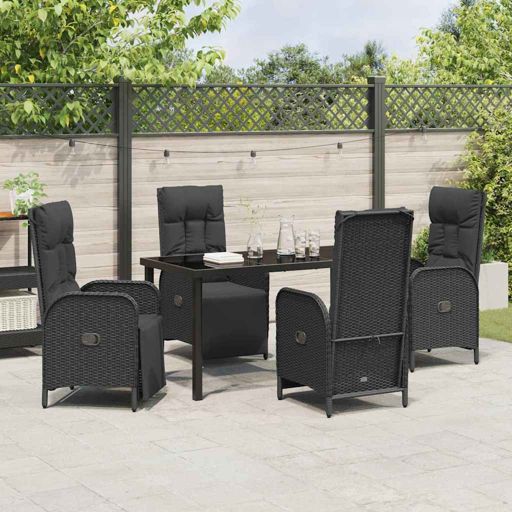Garten Essgruppe mit Kissen 5 pcs Schwarz Poly-Rattan