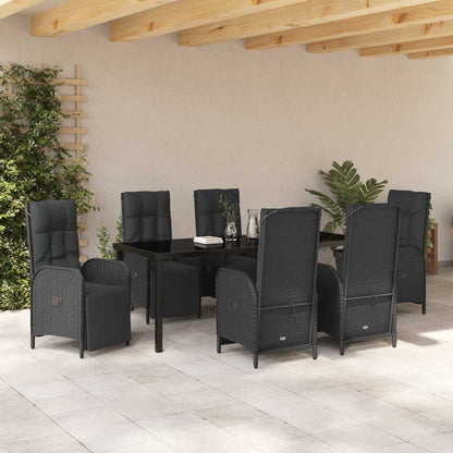 Garten Essgruppe mit Kissen 7 pcs Schwarz Poly-Rattan
