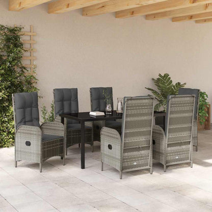 Garten Essgruppe mit Kissen 7 pcs Grau Poly-Rattan