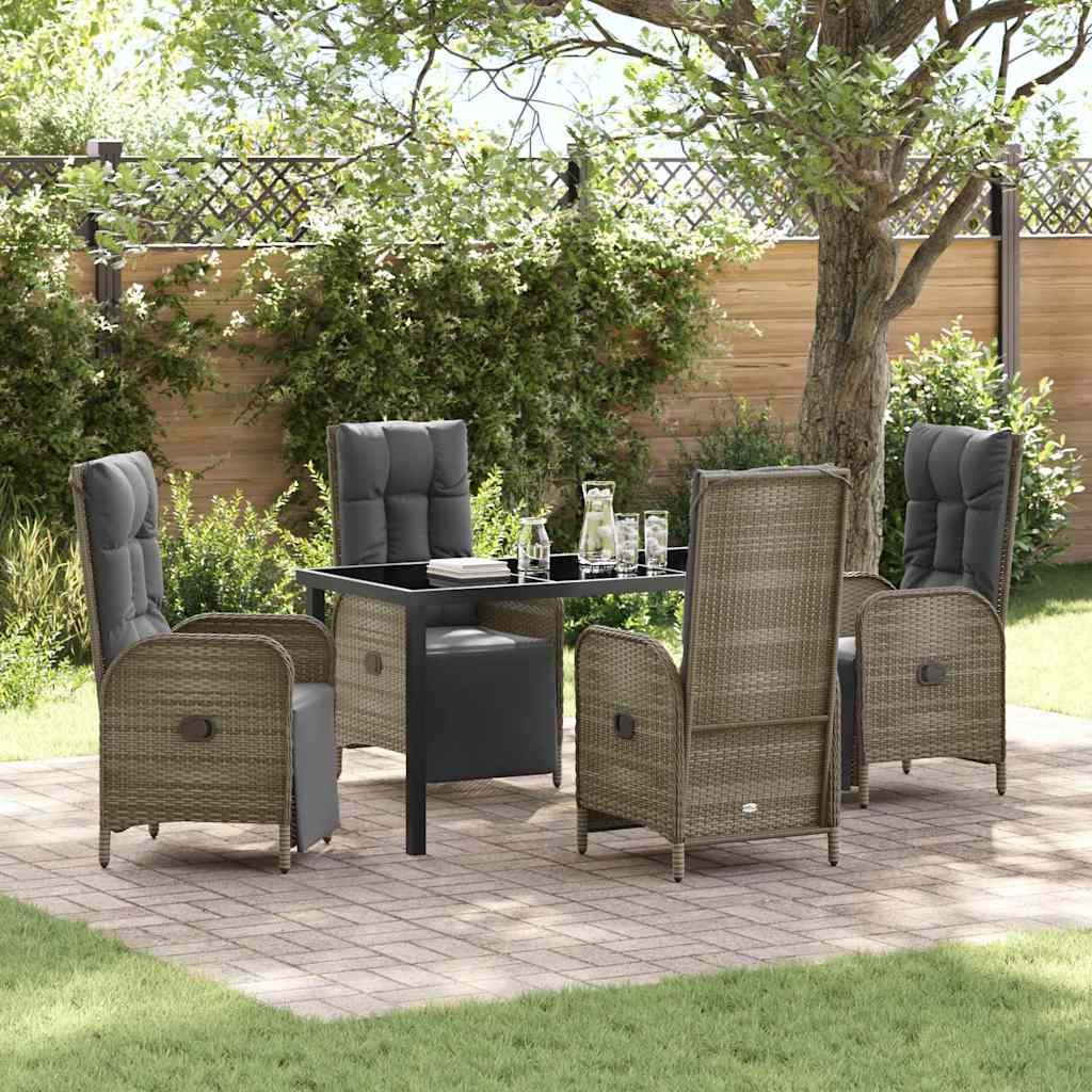 Garten Essgruppe mit Kissen 5 pcs Grau Poly-Rattan