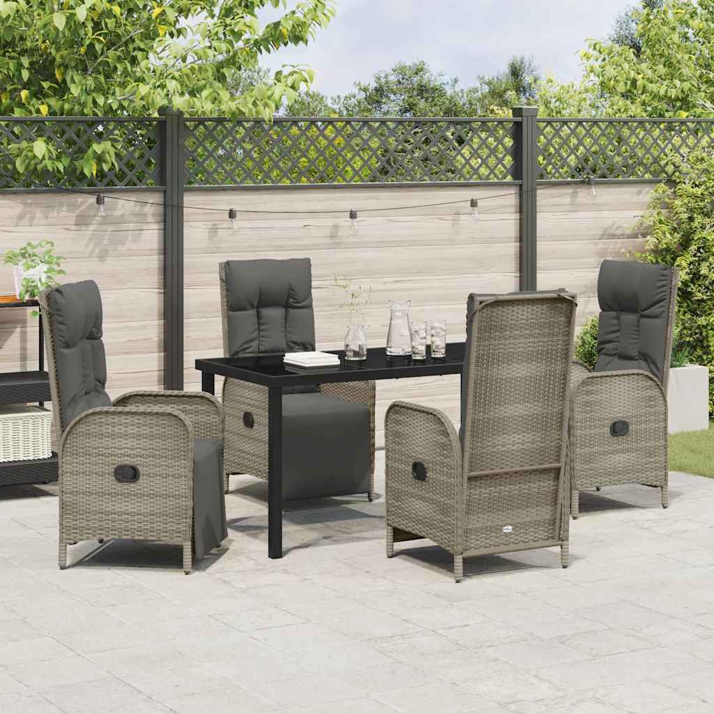 Garten Essgruppe mit Kissen 5 pcs Grau Poly-Rattan