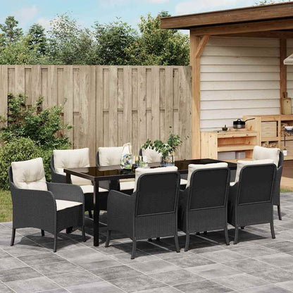Garten Essgruppe mit Kissen 9 pcs Schwarz Poly-Rattan
