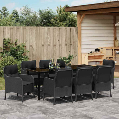 Garten Essgruppe mit Kissen 9 pcs Schwarz Poly-Rattan