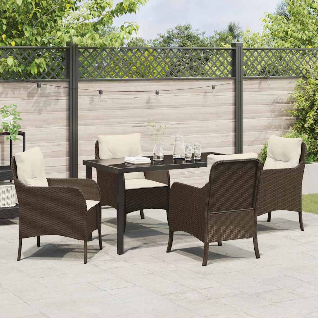 Garten Essgruppe mit Kissen 5 pcs Braun Poly-Rattan