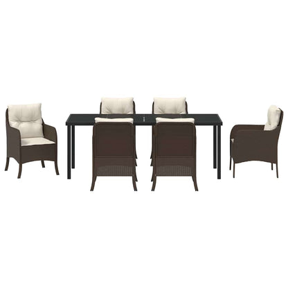 Garten Essgruppe mit Kissen 7 pcs Braun Poly-Rattan