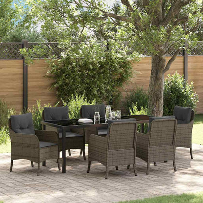 Garten Essgruppe mit Kissen 7 pcs Grau Poly-Rattan