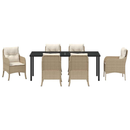 Garten Essgruppe mit Kissen 7 pcs Beige Poly-Rattan
