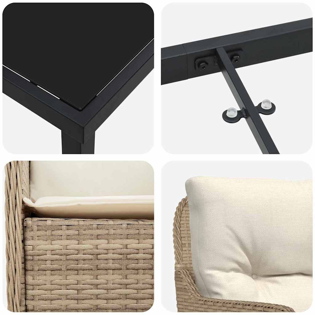 Garten Essgruppe mit Kissen 9 pcs Beige Poly-Rattan