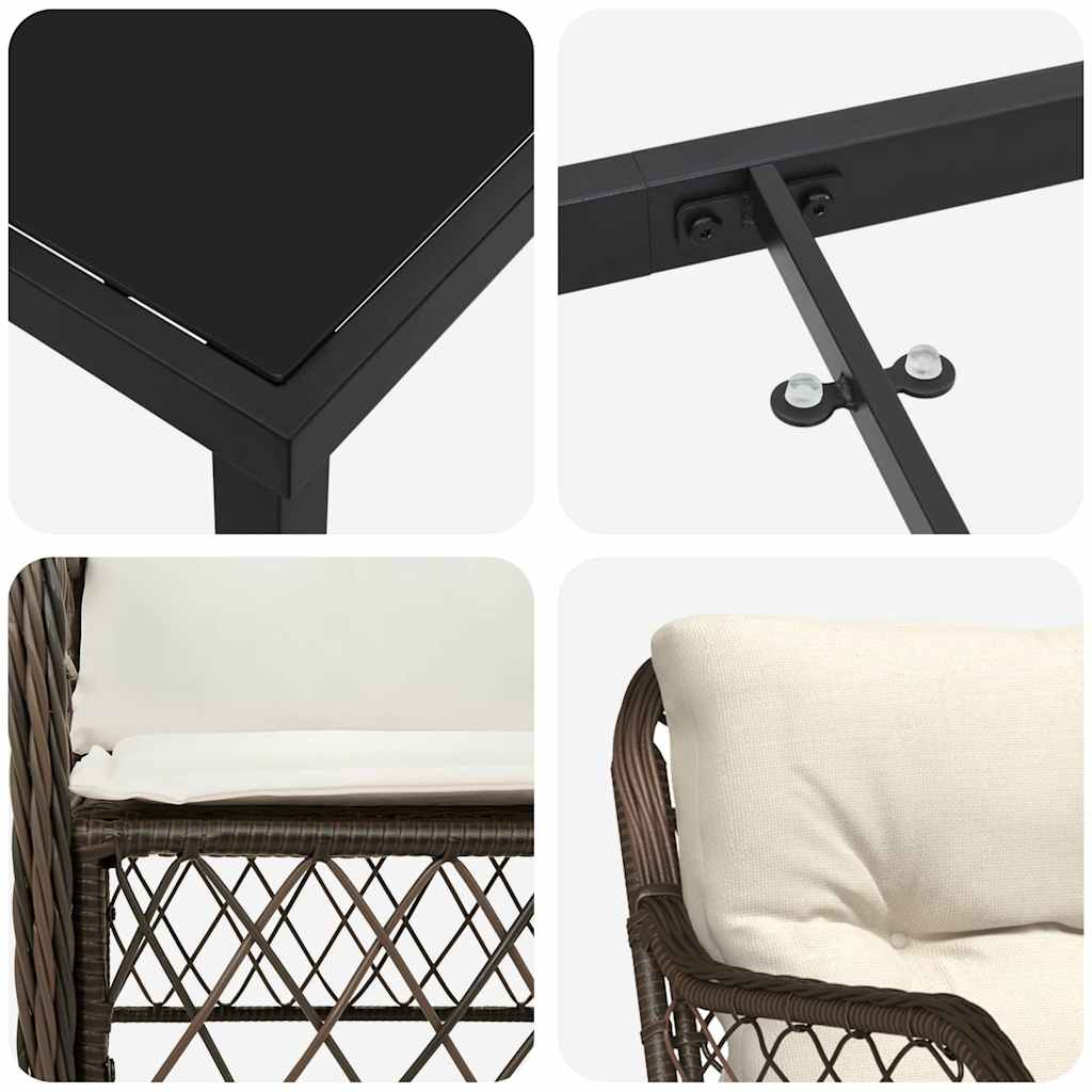 Garten Essgruppe mit Kissen 5 pcs Braun Poly-Rattan