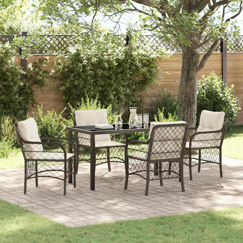 Garten Essgruppe mit Kissen 5 pcs Braun Poly-Rattan