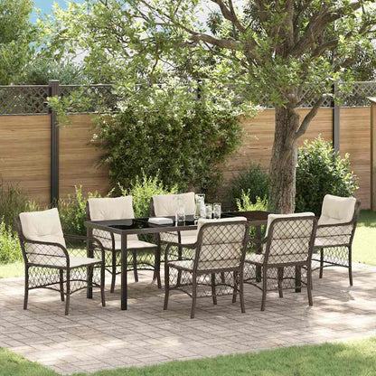 Garten Essgruppe mit Kissen 7 pcs Braun Poly-Rattan