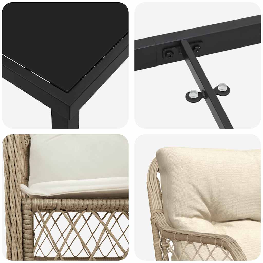 vidaXL Mobilier de jardin avec coussins 5 pcs Beige Résine tressée