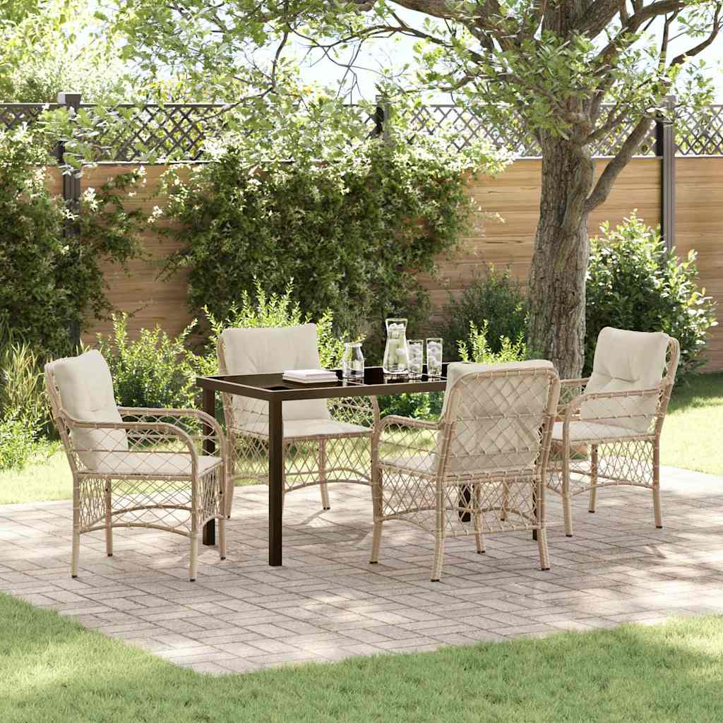 vidaXL Mobilier de jardin avec coussins 5 pcs Beige Résine tressée
