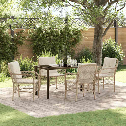 vidaXL Mobilier de jardin avec coussins 5 pcs Beige Résine tressée