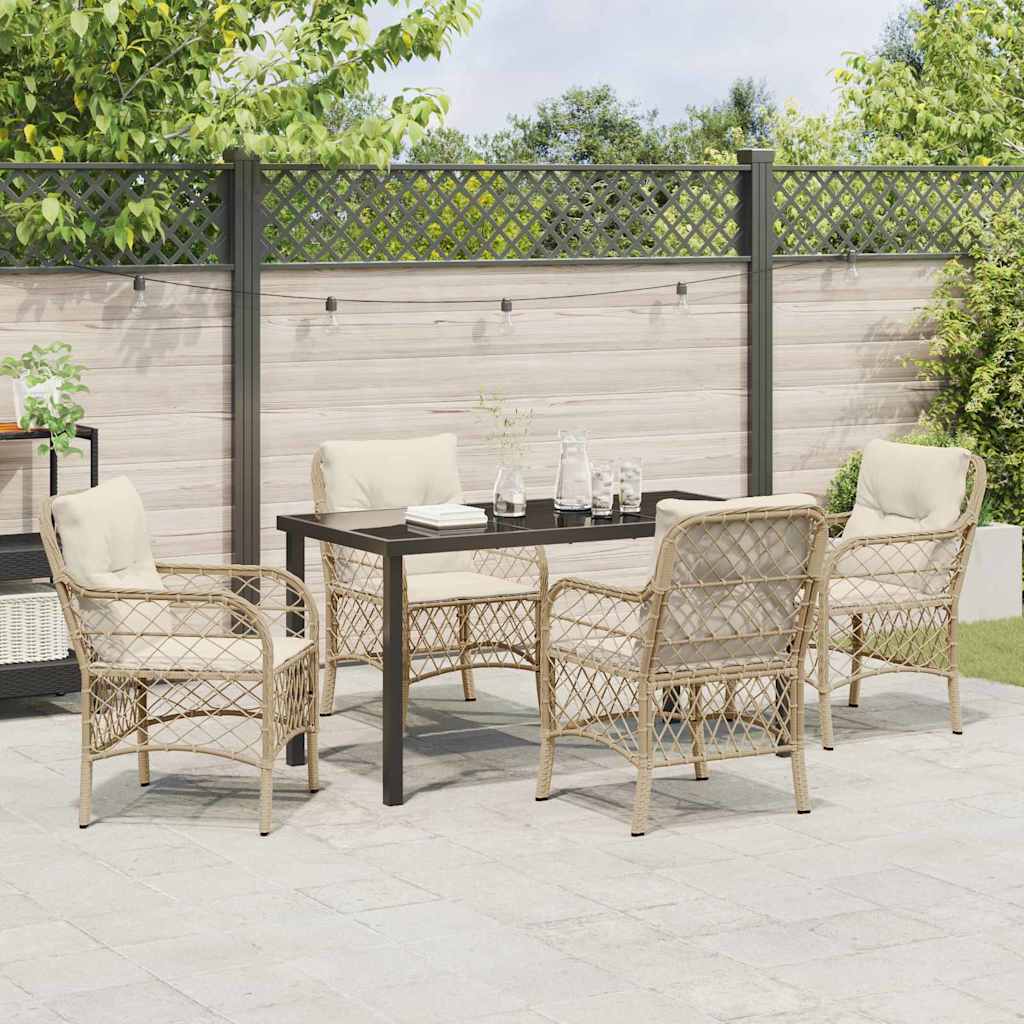 vidaXL Mobilier de jardin avec coussins 5 pcs Beige Résine tressée