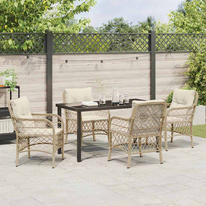 vidaXL Mobilier de jardin avec coussins 5 pcs Beige Résine tressée
