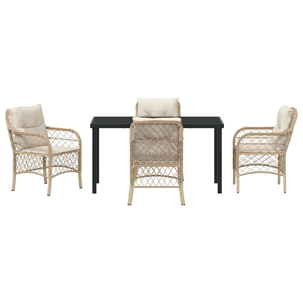 vidaXL Mobilier de jardin avec coussins 5 pcs Beige Résine tressée