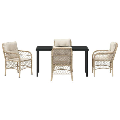 vidaXL Mobilier de jardin avec coussins 5 pcs Beige Résine tressée