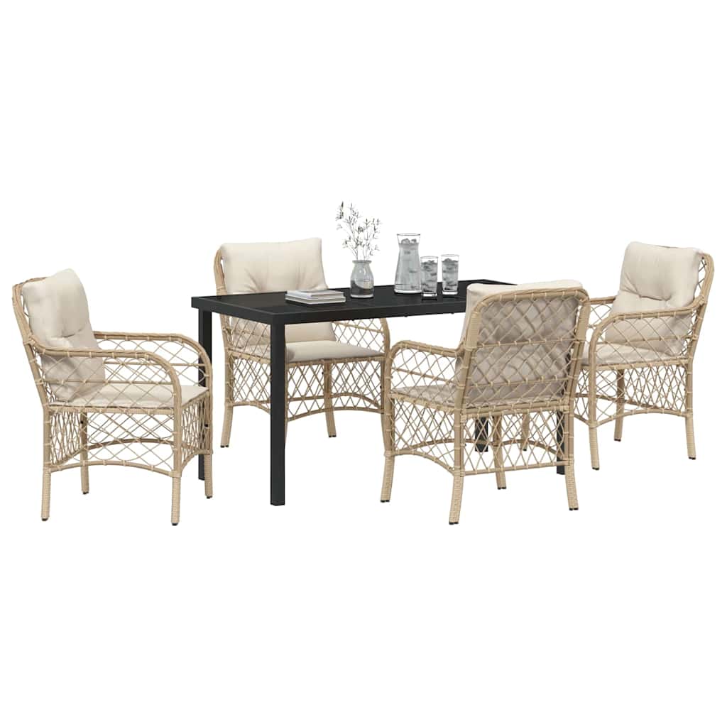 vidaXL Mobilier de jardin avec coussins 5 pcs Beige Résine tressée