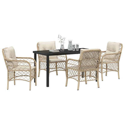 vidaXL Mobilier de jardin avec coussins 5 pcs Beige Résine tressée