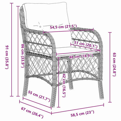 vidaXL Mobilier de jardin avec coussins 5 pcs Beige Résine tressée
