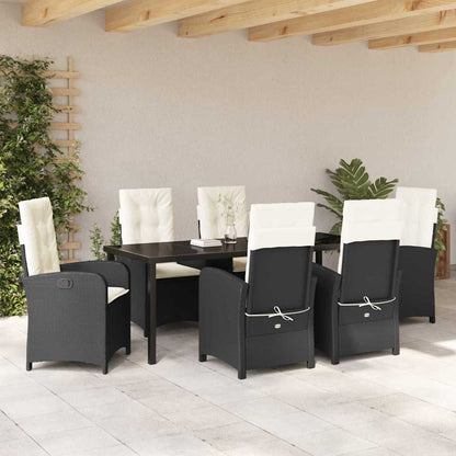 Garten Essgruppe mit Kissen 7 pcs Schwarz Poly-Rattan