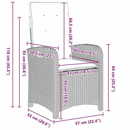 Garten Essgruppe mit Kissen 9 pcs Schwarz Poly-Rattan