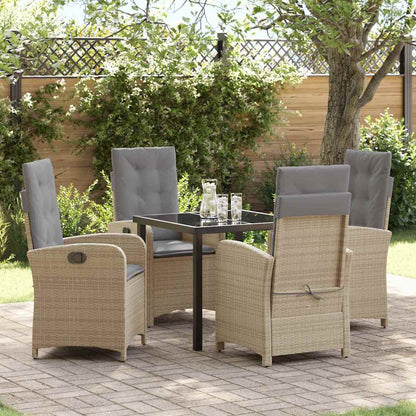 vidaXL Mobilier de jardin avec coussins 5 pcs Beige Résine tressée