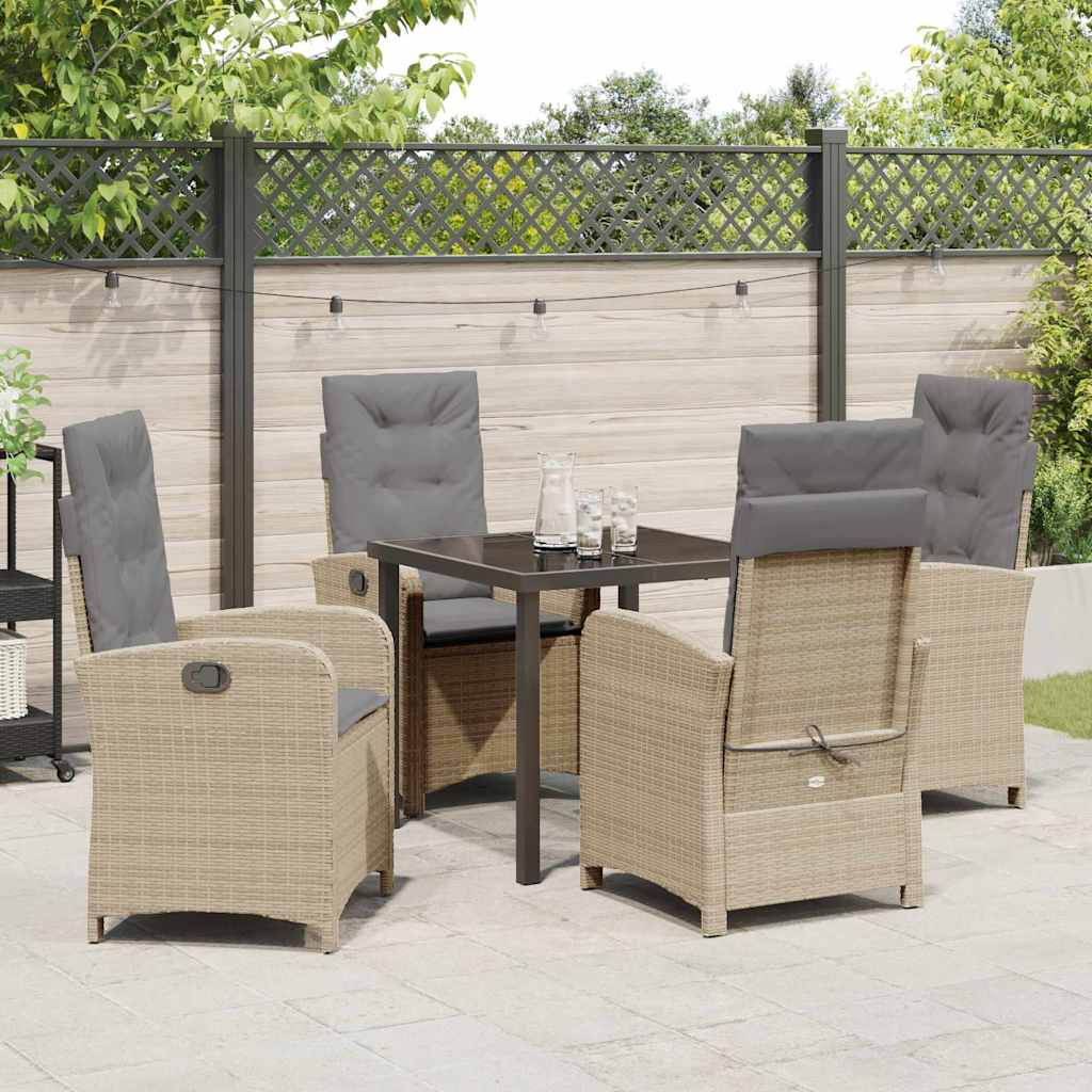vidaXL Mobilier de jardin avec coussins 5 pcs Beige Résine tressée