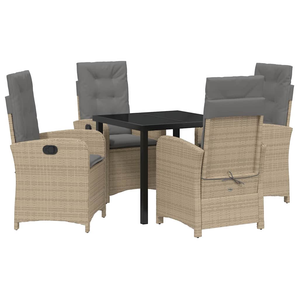 vidaXL Mobilier de jardin avec coussins 5 pcs Beige Résine tressée