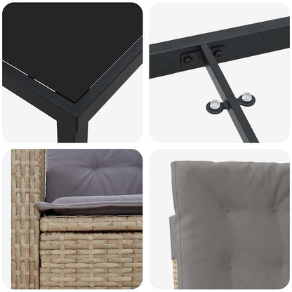 Garten Essgruppe mit Kissen 7 pcs Beige Poly-Rattan