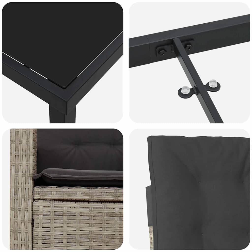 Garten Essgruppe mit Kissen 5 pcs Hellgrau Poly-Rattan