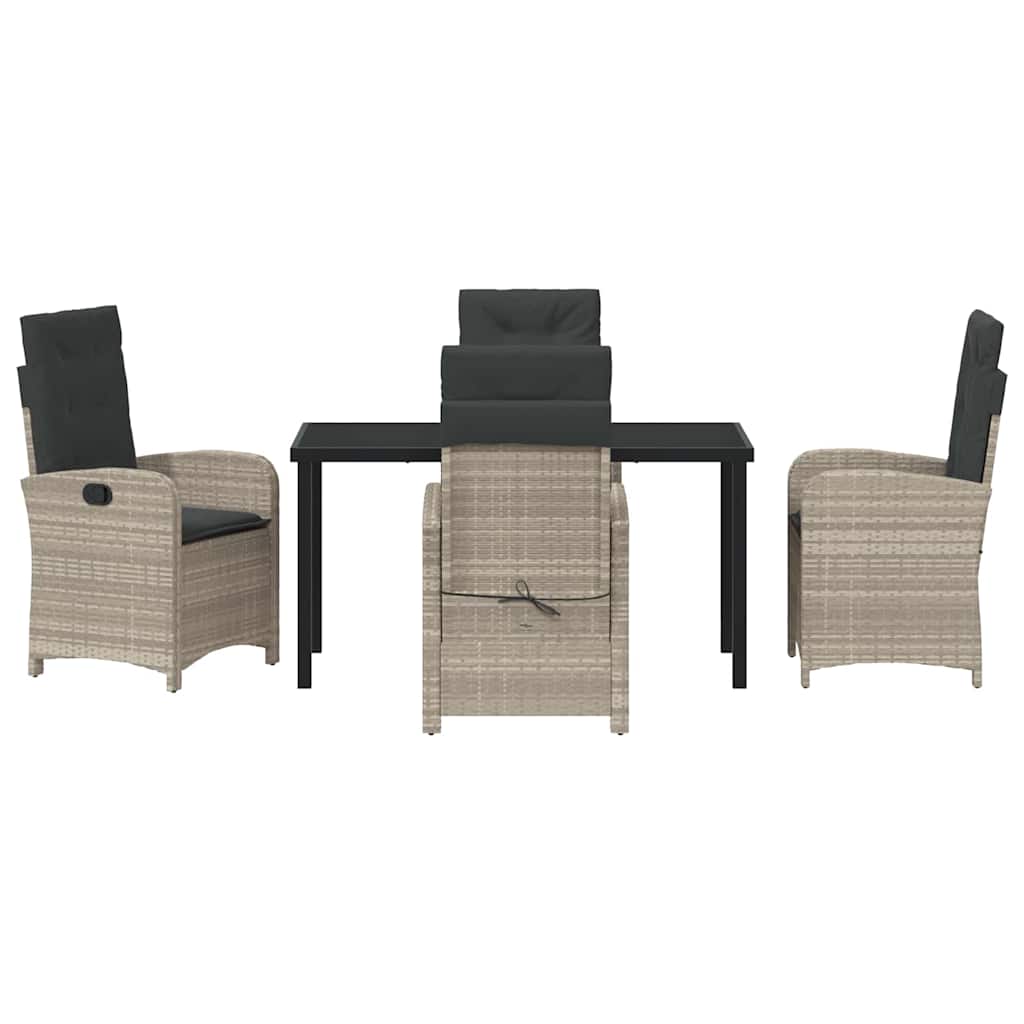 Garten Essgruppe mit Kissen 5 pcs Hellgrau Poly-Rattan