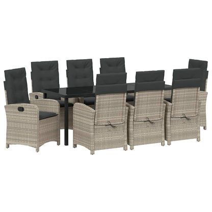 Garten Essgruppe mit Kissen 9 pcs Hellgrau Poly-Rattan