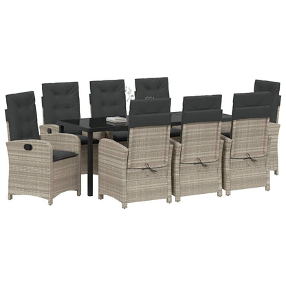 Garten Essgruppe mit Kissen 9 pcs Hellgrau Poly-Rattan