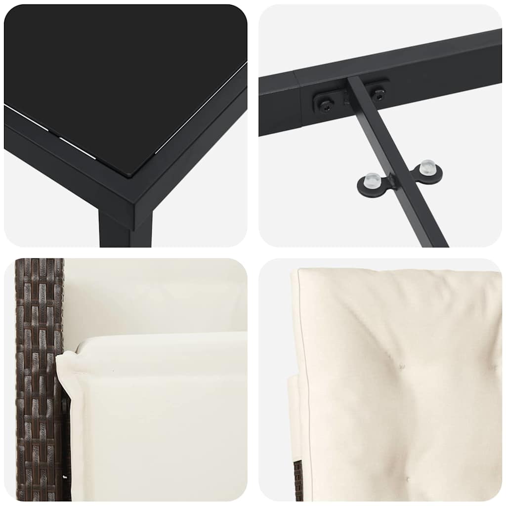 Garten Essgruppe mit Kissen 5 pcs Braun Poly-Rattan