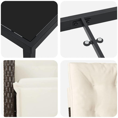 Garten Essgruppe mit Kissen 5 pcs Braun Poly-Rattan