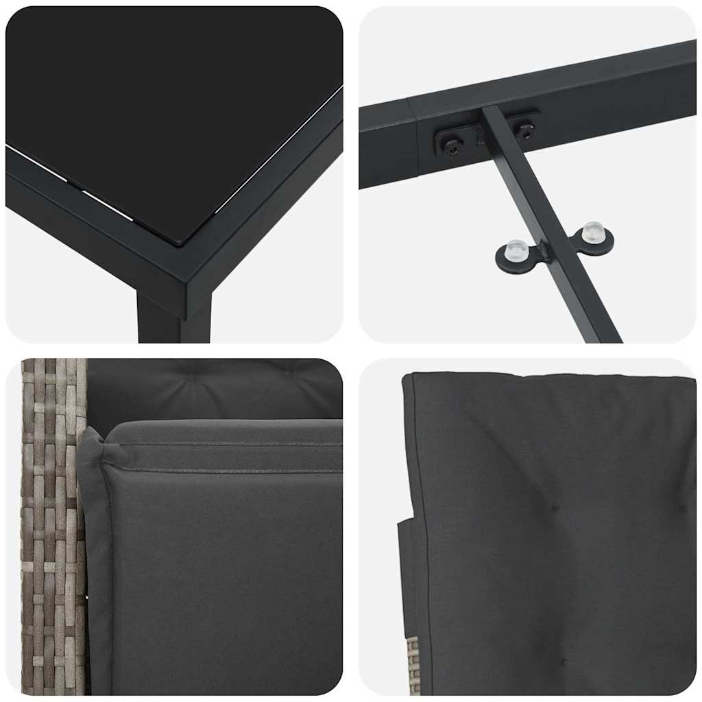 Garten Essgruppe mit Kissen 5 pcs Grau Poly-Rattan