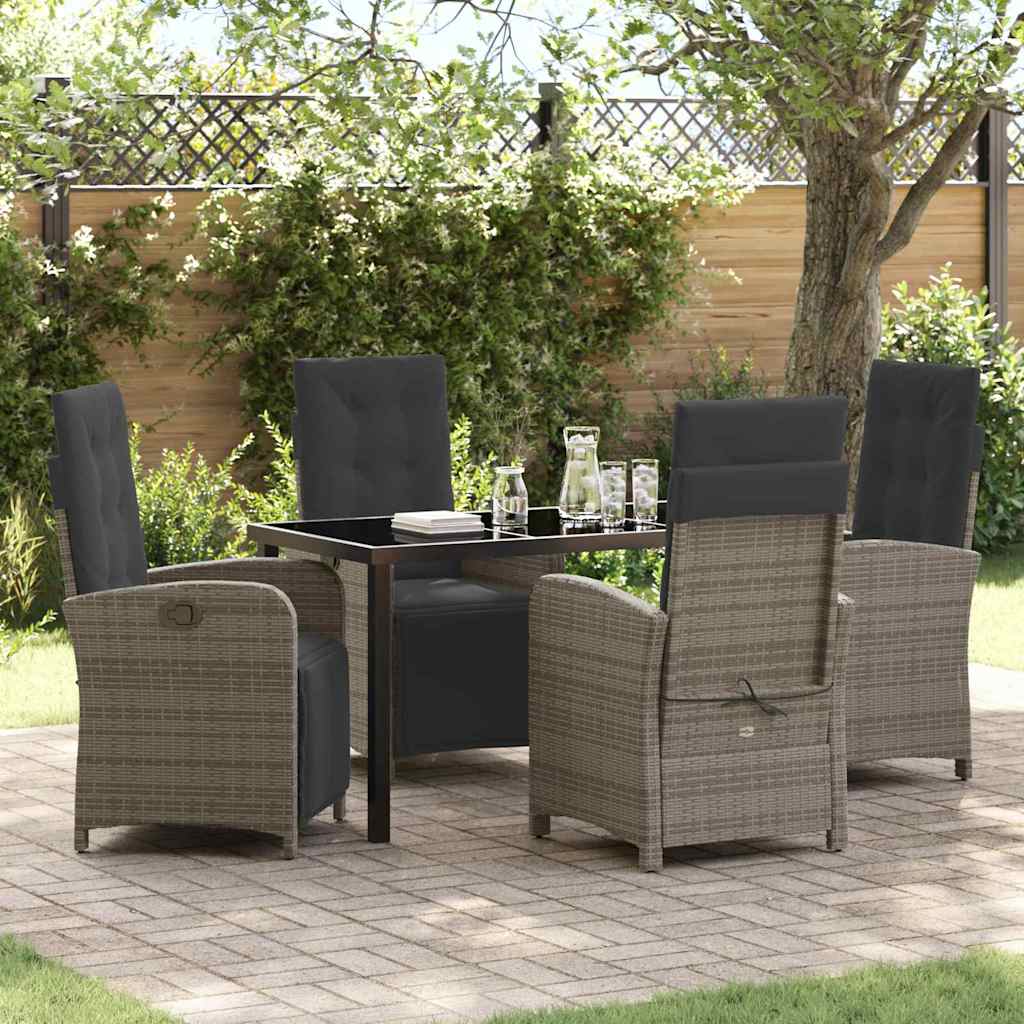 Garten Essgruppe mit Kissen 5 pcs Grau Poly-Rattan