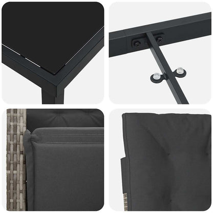 Garten Essgruppe mit Kissen 7 pcs Grau Poly-Rattan