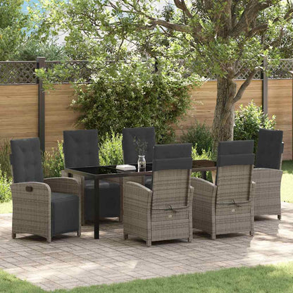 Garten Essgruppe mit Kissen 7 pcs Grau Poly-Rattan