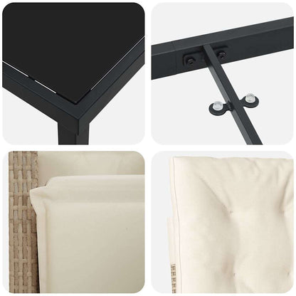 Garten Essgruppe mit Kissen 5 pcs Beige Poly-Rattan