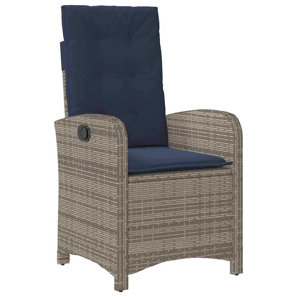 vidaXL Ensemble repas de jardin 3 pcs avec coussins gris résine tressée
