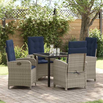 vidaXL Salon de jardin avec coussins 5 pcs Gris résine tressée