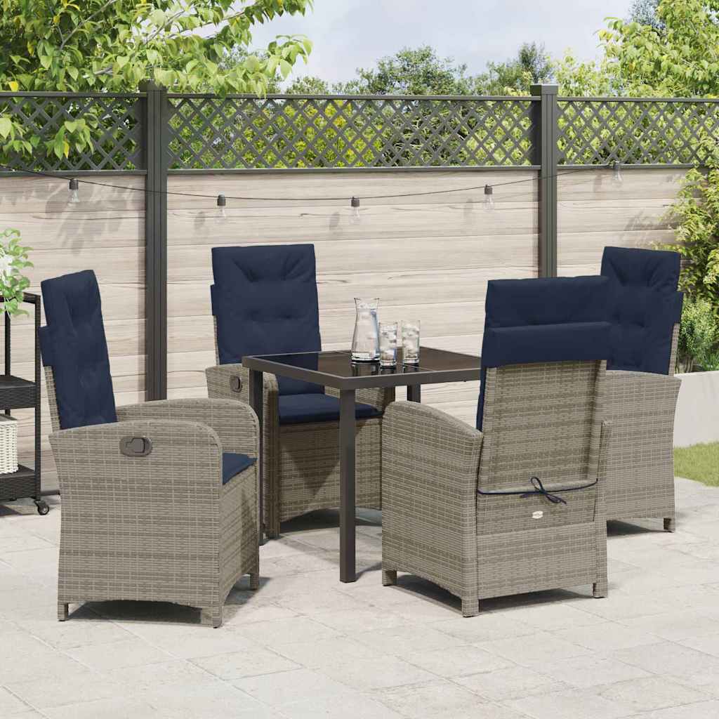 vidaXL Salon de jardin avec coussins 5 pcs Gris résine tressée