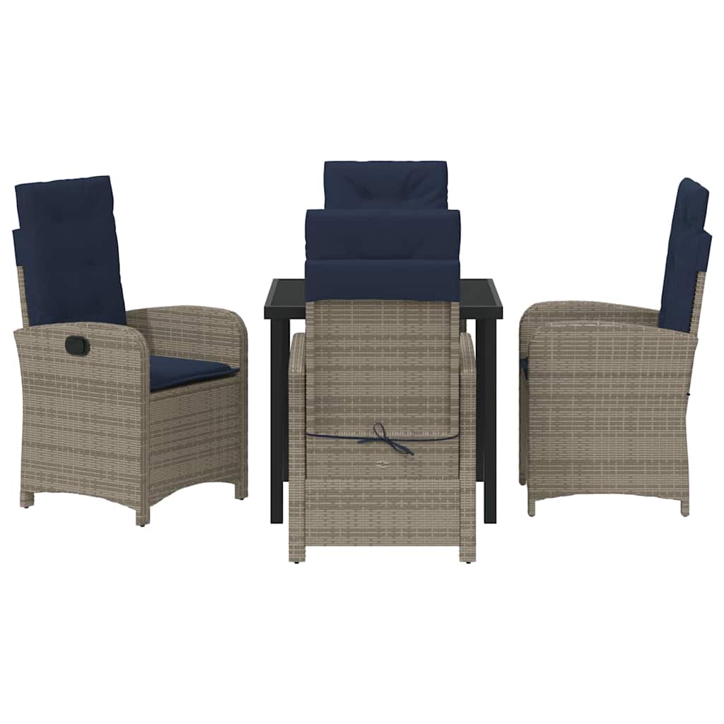 vidaXL Salon de jardin avec coussins 5 pcs Gris résine tressée