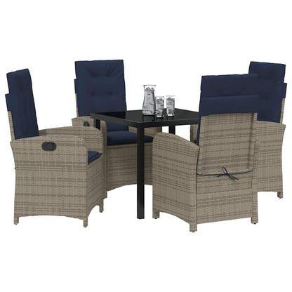 vidaXL Salon de jardin avec coussins 5 pcs Gris résine tressée